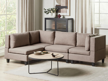  Modular Corner Sofa 4 Seater UNSTAD Fabric Brown Right Hand