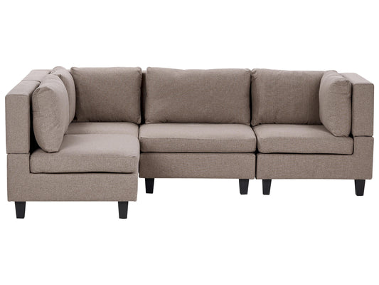  Modular Corner Sofa 4 Seater UNSTAD Fabric Brown Right Hand