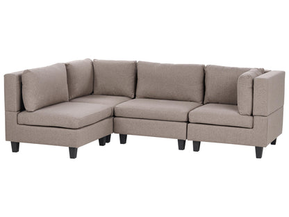  Modular Corner Sofa 4 Seater UNSTAD Fabric Brown Right Hand