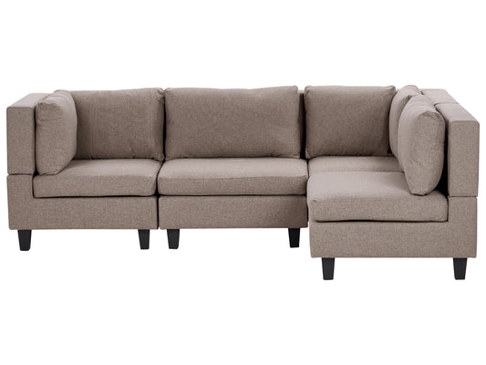 Modular Corner Sofa 4 Seater UNSTAD Fabric Brown Left Hand