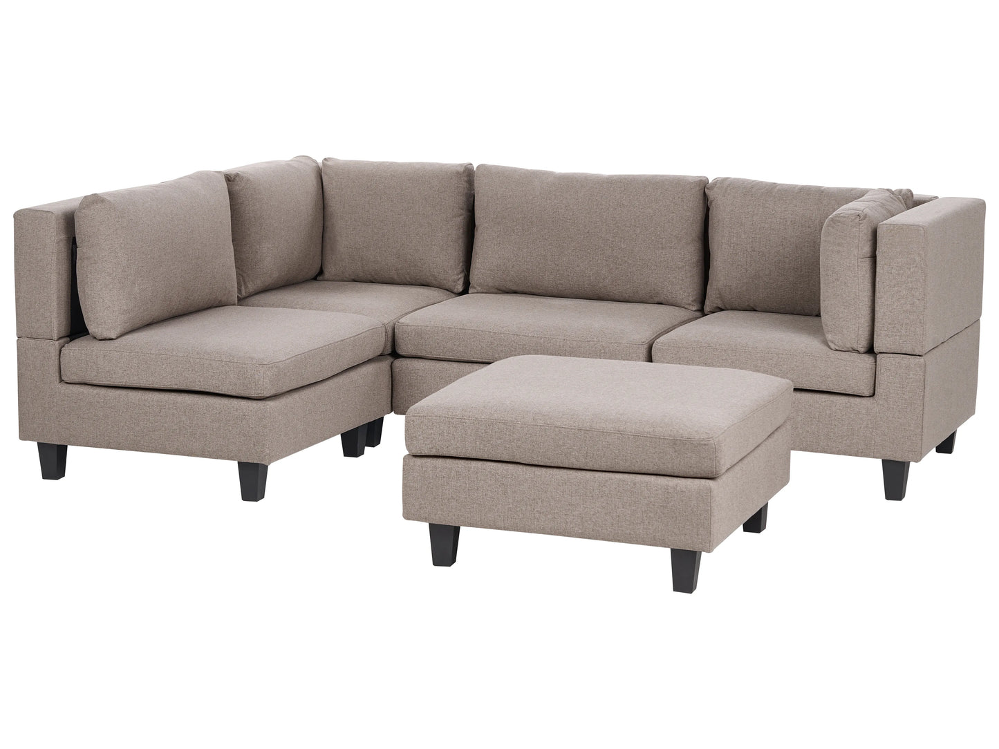  Modular Corner Sofa 4 Seater UNSTAD Fabric Brown With Ottoman Right Hand