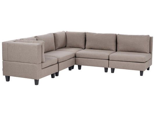 Modular Corner Sofa 5 Seater UNSTAD Fabric Brown Right Hand