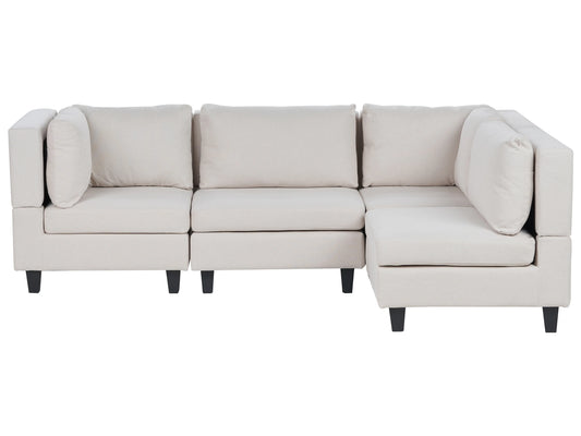  Modular Corner Sofa 4 Seater UNSTAD Fabric Light Beige Left Hand