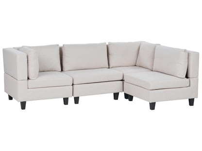  Modular Corner Sofa 4 Seater UNSTAD Fabric Light Beige Left Hand