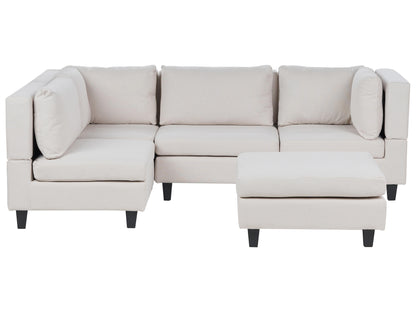  Modular Corner Sofa 4 Seater UNSTAD Fabric Light Beige With Ottoman Right Hand