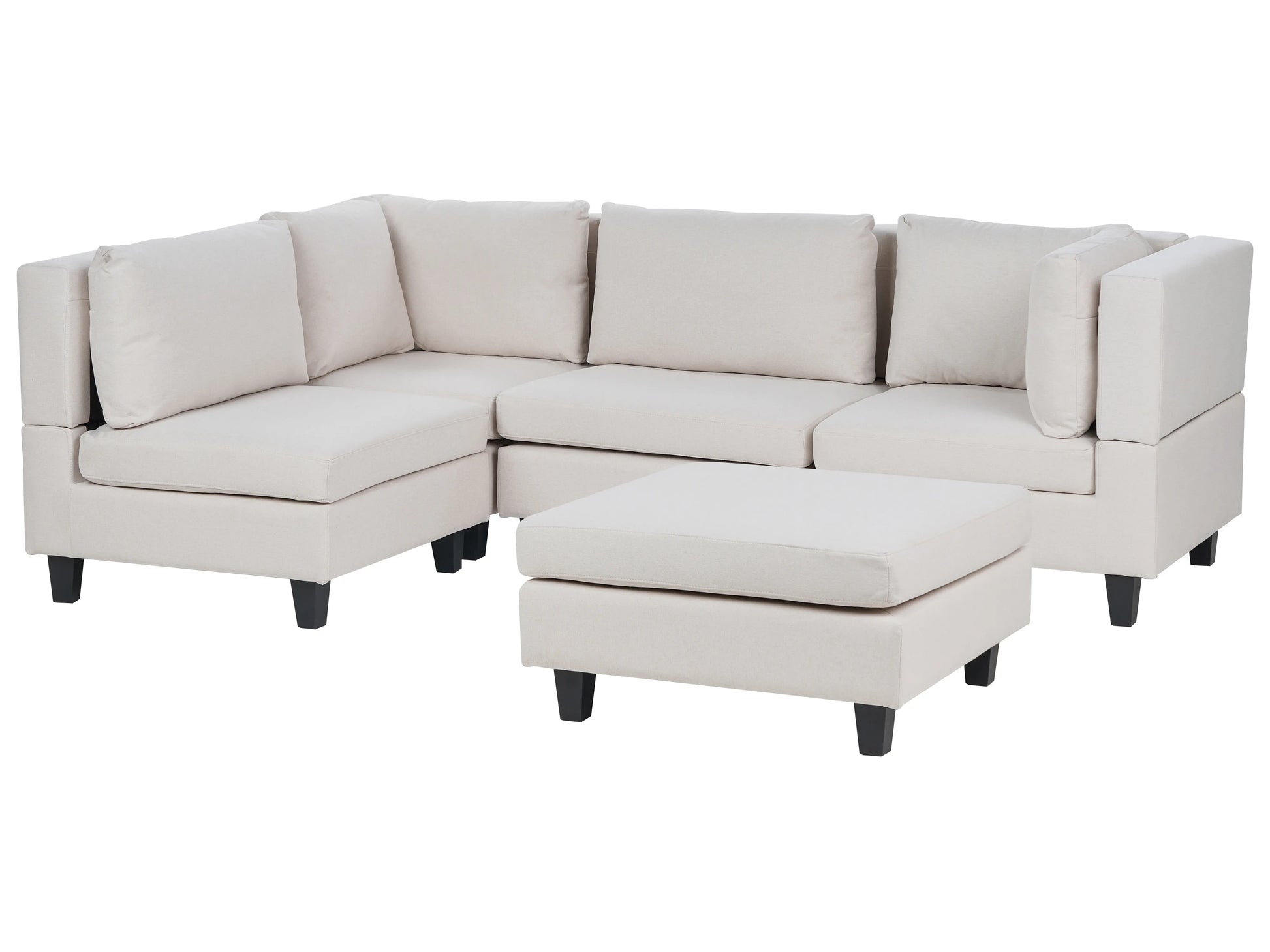  Modular Corner Sofa 4 Seater UNSTAD Fabric Light Beige With Ottoman Right Hand