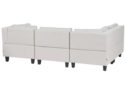  Modular Corner Sofa 4 Seater UNSTAD Fabric Light Beige With Ottoman Right Hand