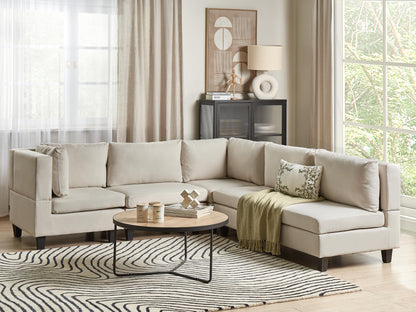  Modular Corner Sofa 5 Seater UNSTAD Fabric Light Beige Right Hand