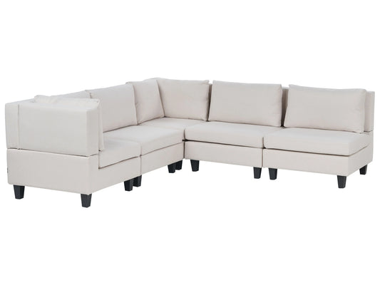  Modular Corner Sofa 5 Seater UNSTAD Fabric Light Beige Right Hand