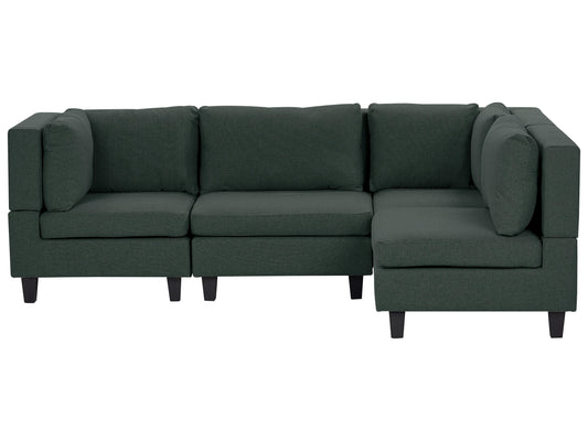  Modular Corner Sofa 4 Seater UNSTAD Fabric Dark Green Left Hand