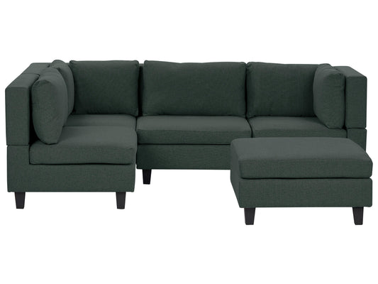  Modular Corner Sofa 4 Seater UNSTAD Fabric Dark Green With Ottoman Right Hand