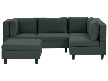  Modular Corner Sofa 4 Seater UNSTAD Fabric Dark Green With Ottoman Left Hand