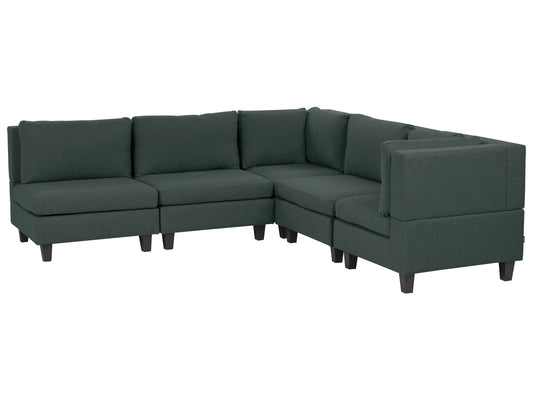  Modular Corner Sofa 5 Seater UNSTAD Fabric Dark Green Left Hand