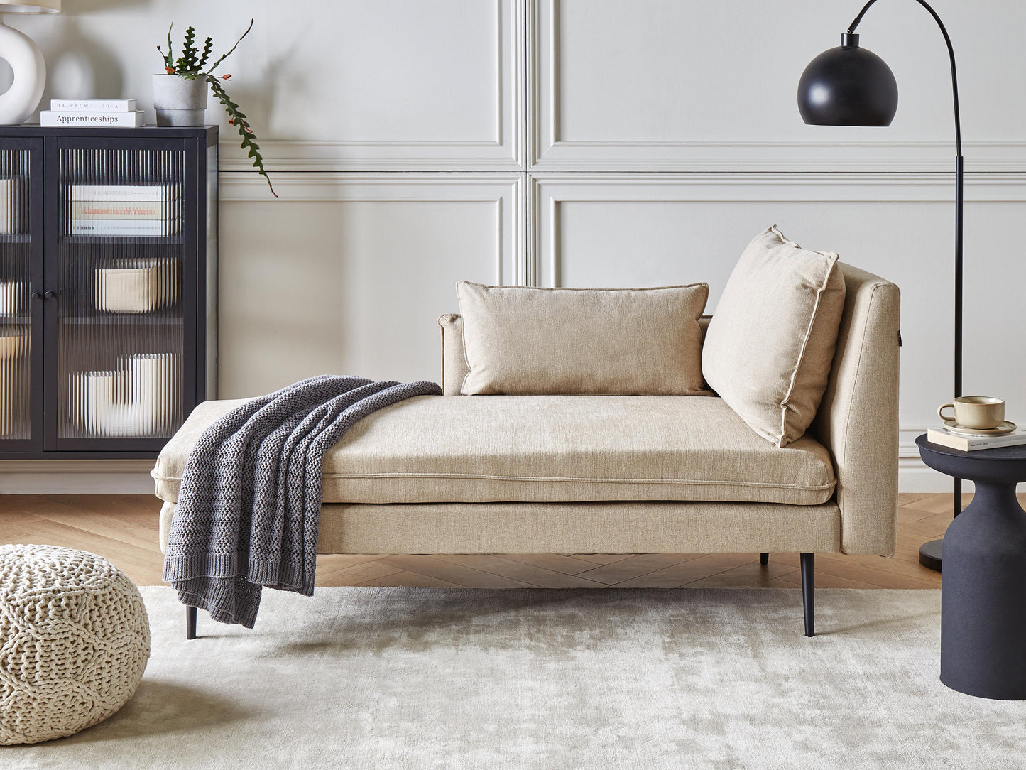  Right-Hand Chaise Lounge YERRES Fabric Beige