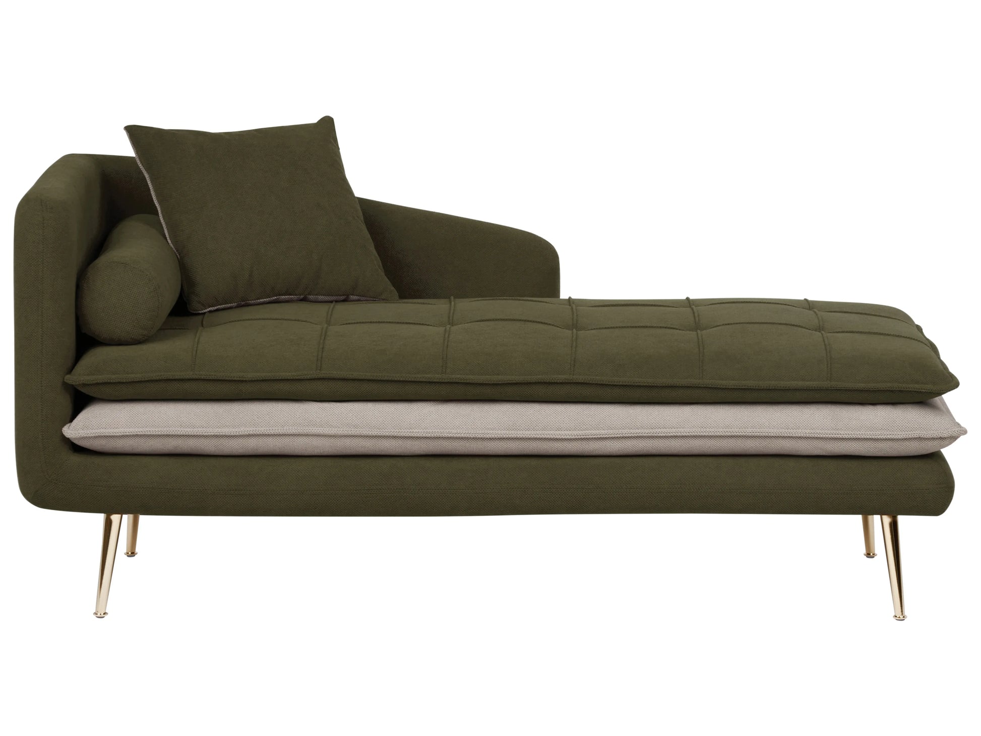  Left-Hand Chaise Lounge GONESSE Fabric Green