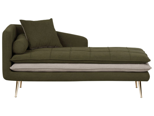  Left-Hand Chaise Lounge GONESSE Fabric Green
