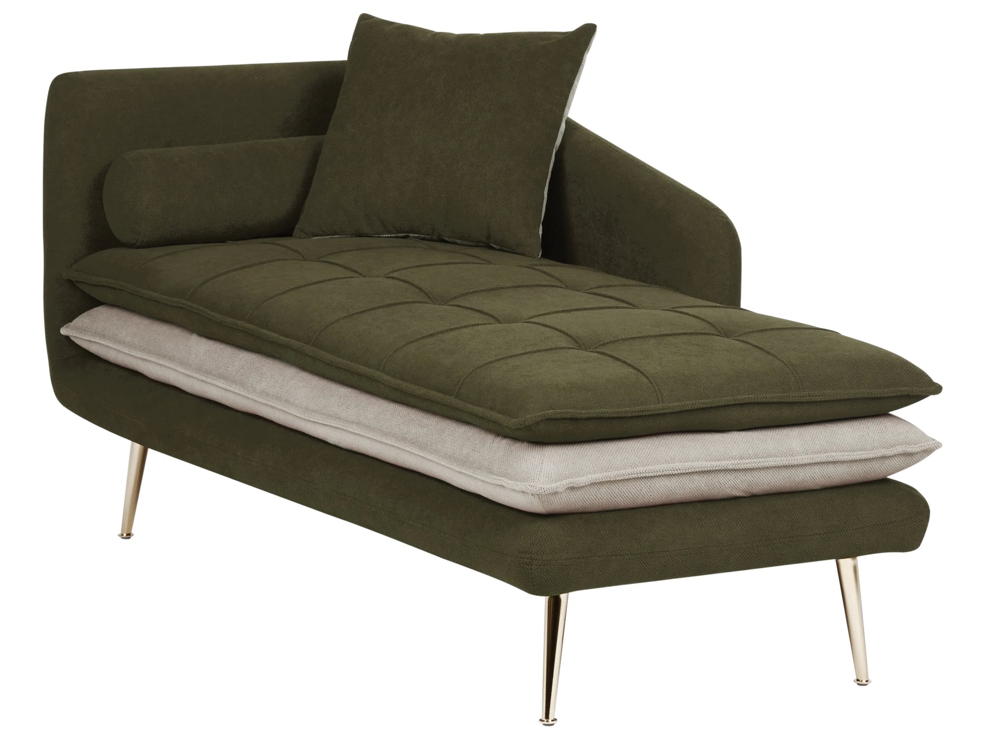  Left-Hand Chaise Lounge GONESSE Fabric Green