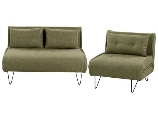  Living Room Set 3 Seater VESTFOLD Fabric Olive Green