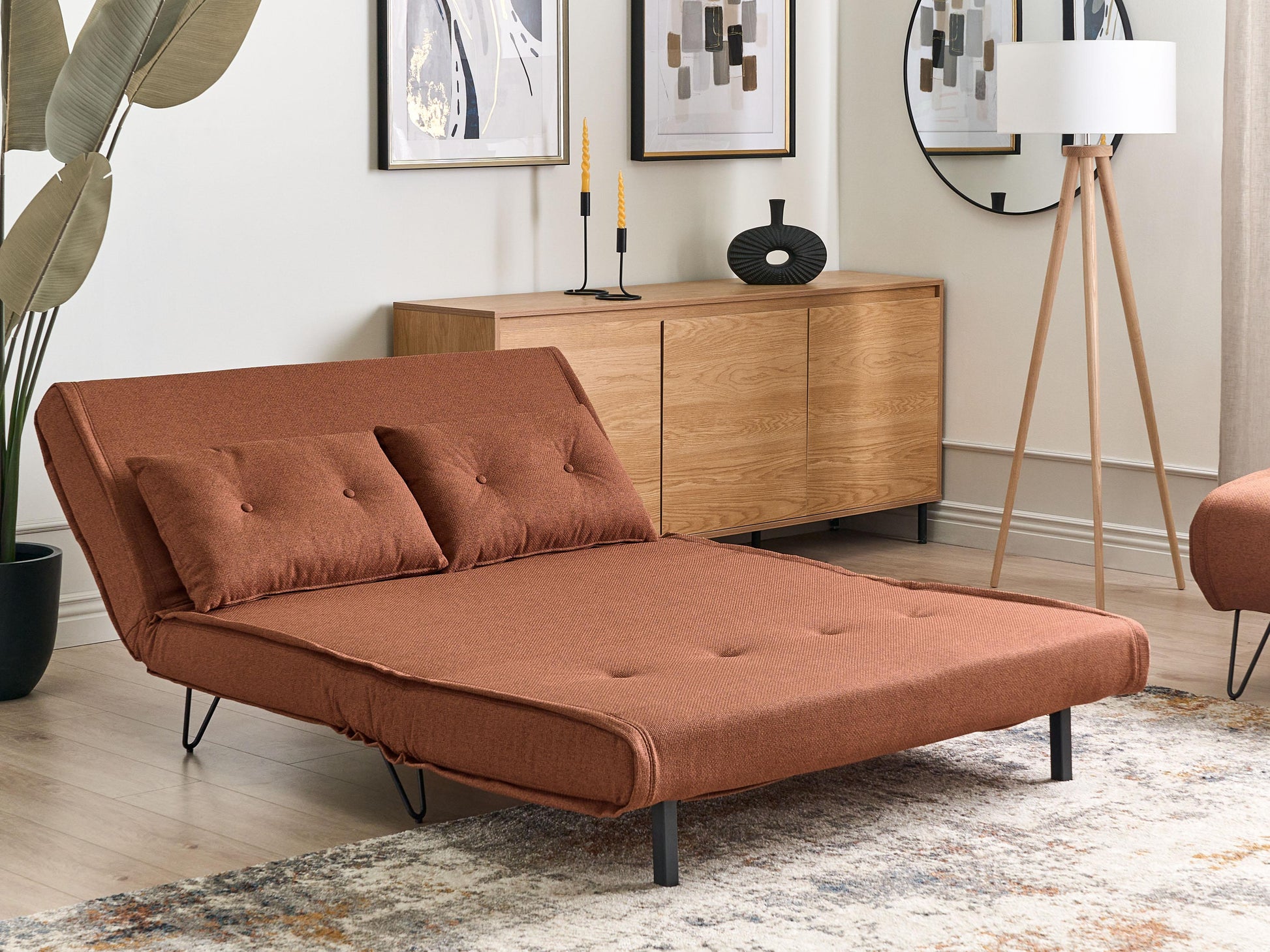  Sofa Bed 2 Seater VESTFOLD Fabric Orange