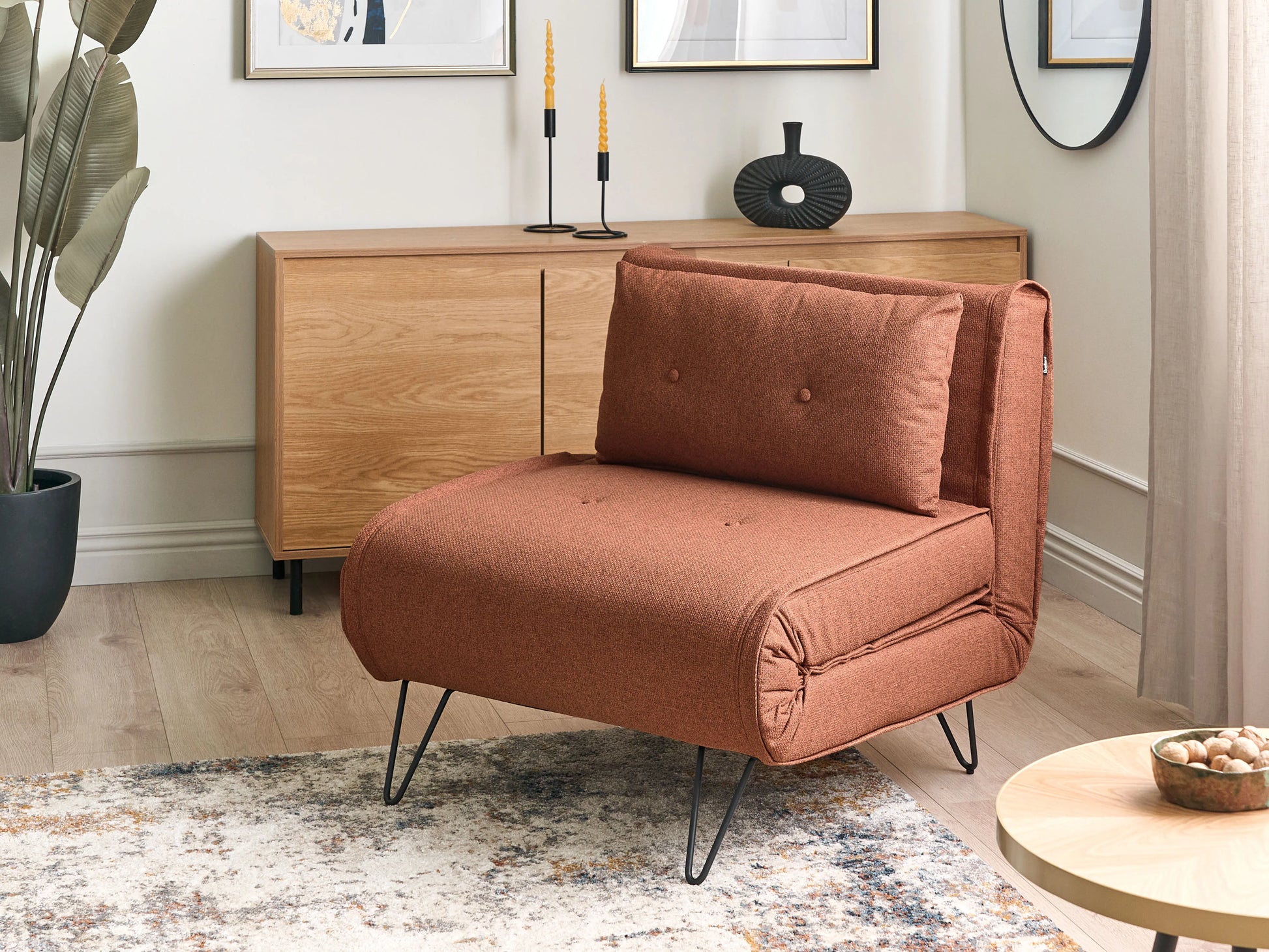  Single Sofa Bed VESTFOLD Fabric Orange