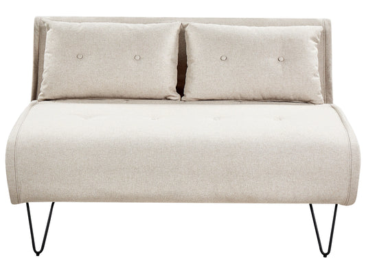  Sofa Bed 2 Seater VESTFOLD Fabric Light Beige