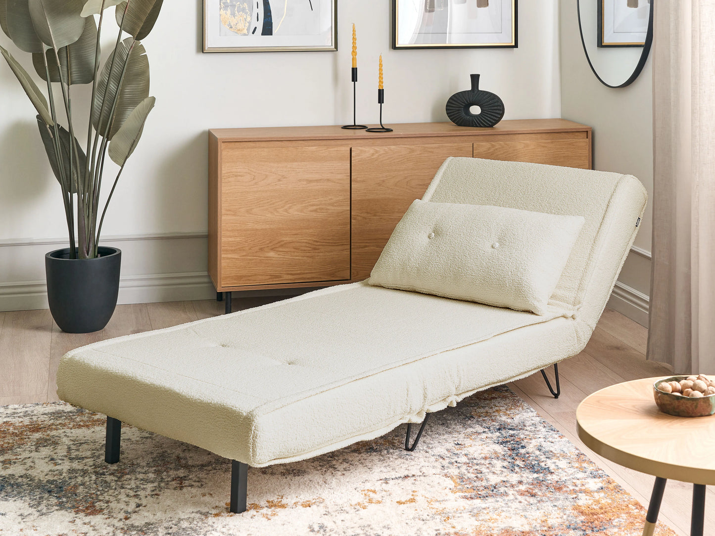  Single Sofa Bed VESTFOLD Boucle Off-White