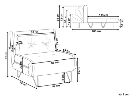  Single Sofa Bed VESTFOLD Fabric Light Grey