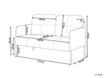  Upholstered Bench 2 Seater LAHTI Fabric Grey