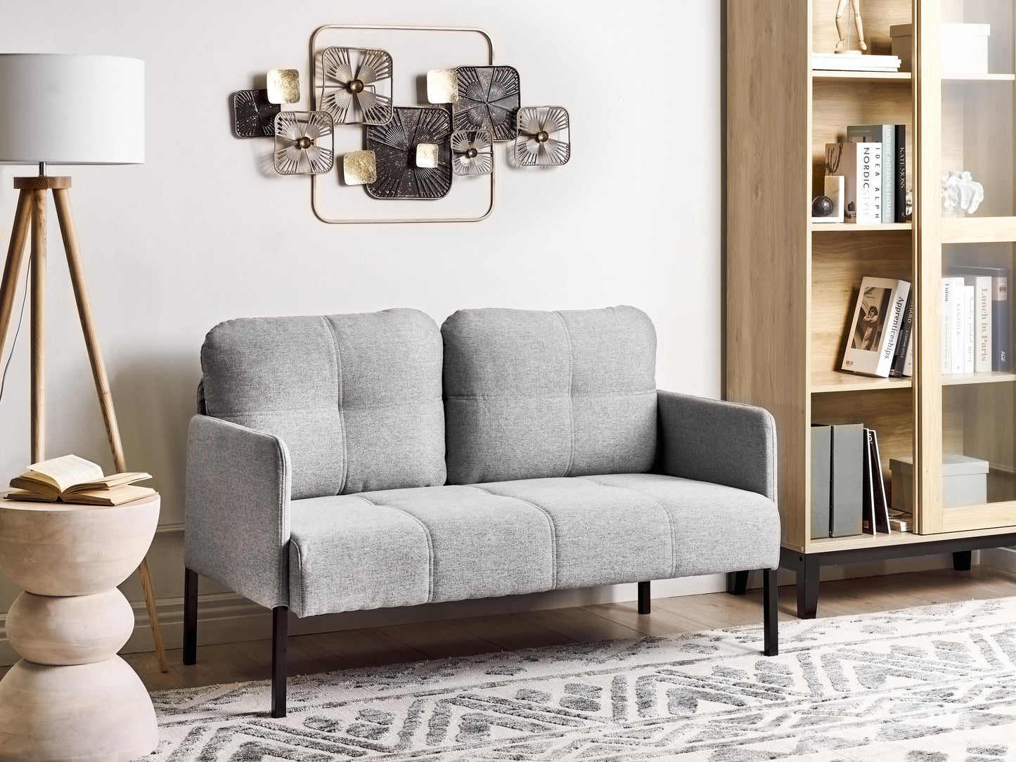  Upholstered Bench 2 Seater LAHTI Fabric Grey