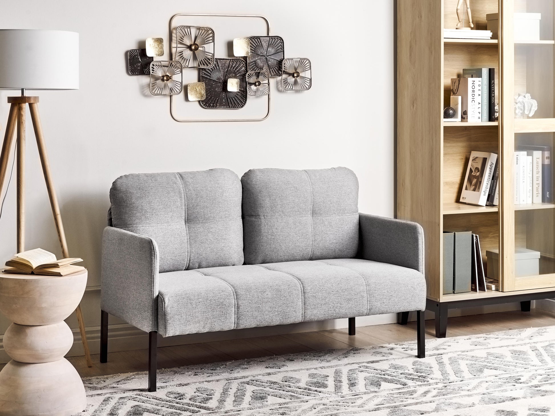  Upholstered Bench 2 Seater LAHTI Fabric Grey