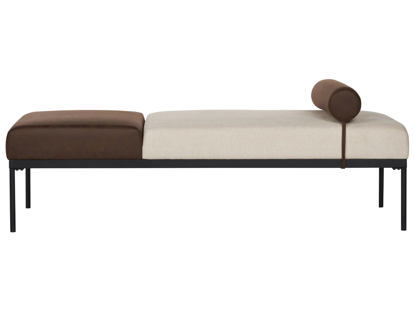  Chaise Longue MALMOS Faux Linen Faux Leather Dark Brown