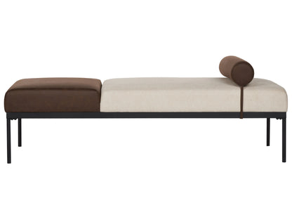  Chaise Longue MALMOS Faux Linen Faux Leather Dark Brown