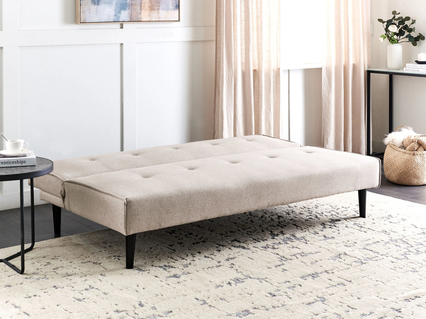  Sofa Bed 3 Seater VISBY Fabric Beige