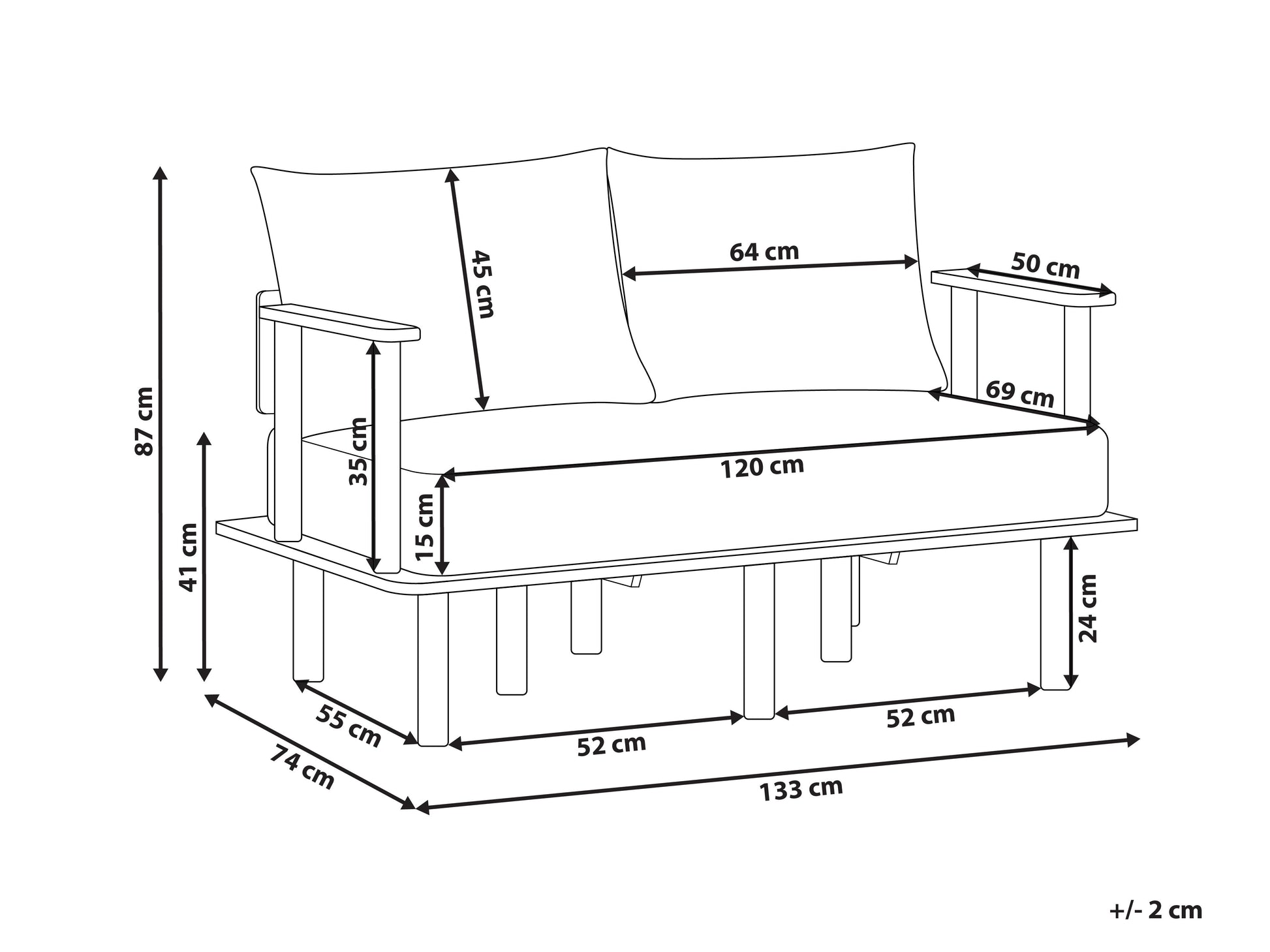 Sofa 2 Seater ASKER Fabric Sand Beige