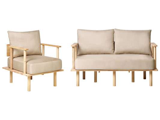  Living Room Set 3 Seater ASKER Fabric Sand Beige