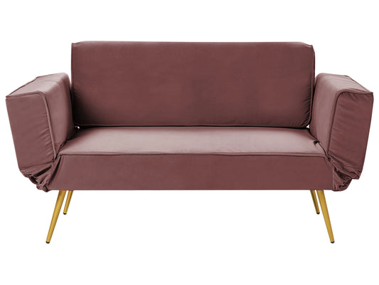  Sofa Bed 2 Seater SAARELA Velvet Pink