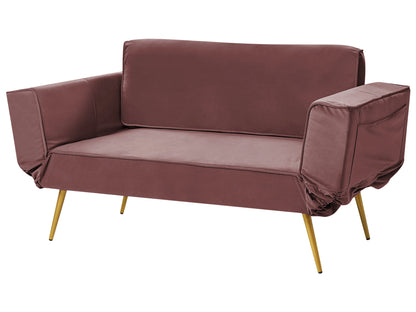  Sofa Bed 2 Seater SAARELA Velvet Pink