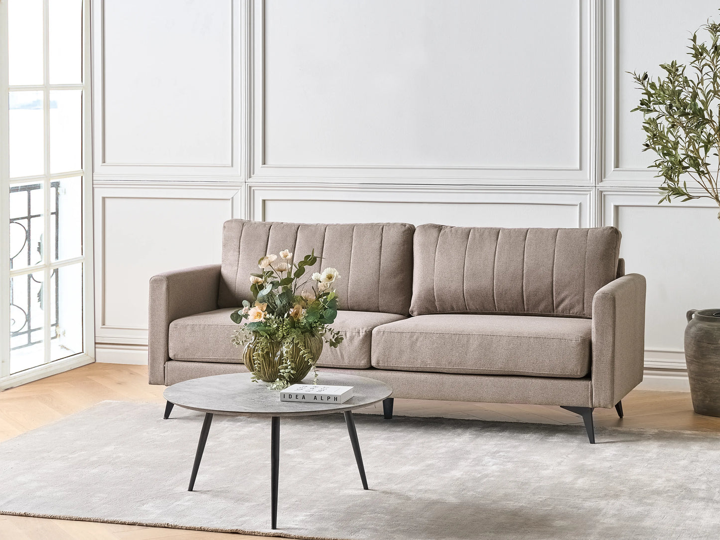  Sofa 3 Seater MALA Fabric Light Brown