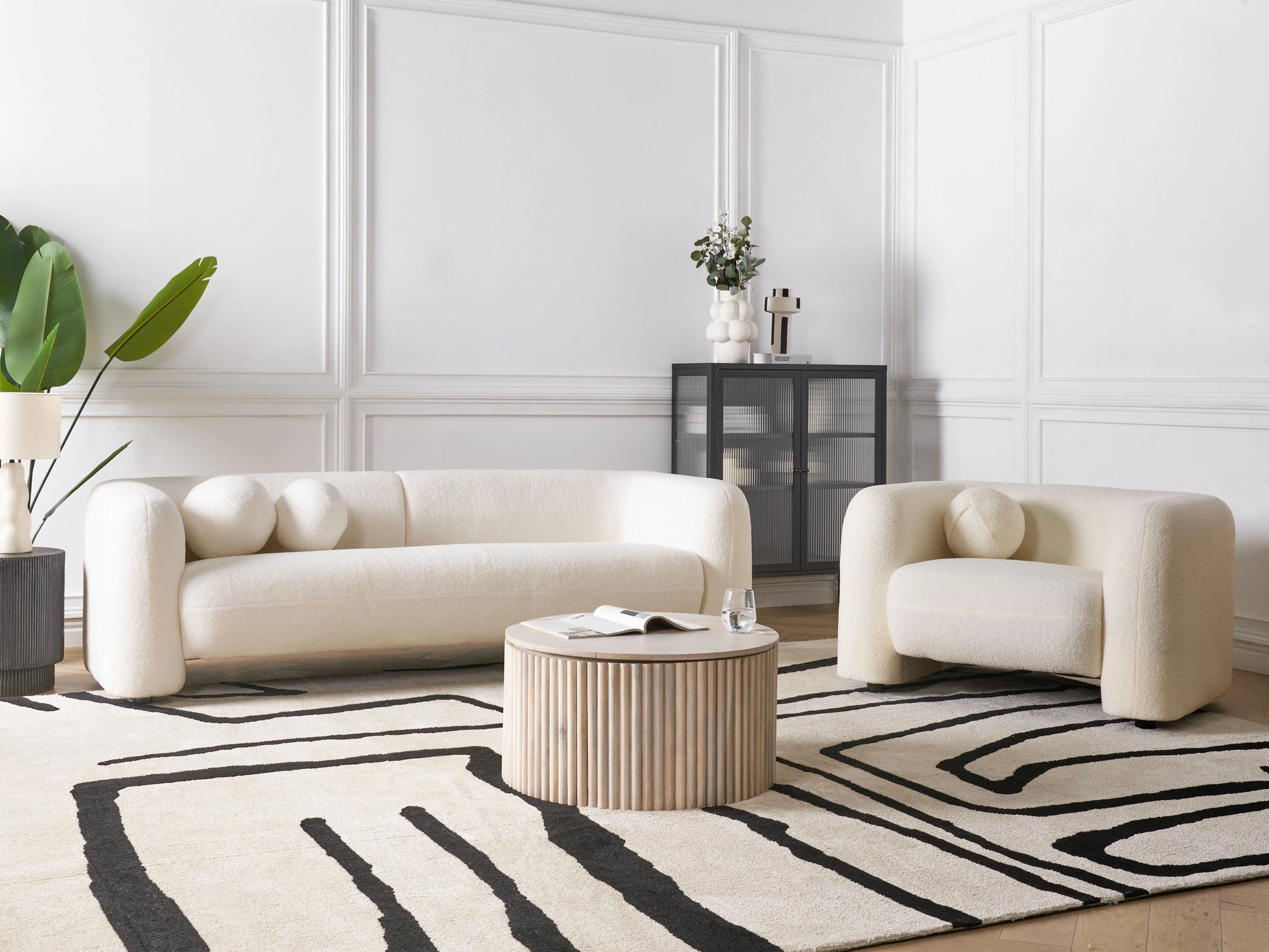  Sofa 3 Seater LEIREN Boucle White