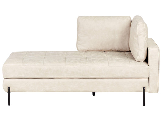  Right-Hand Chaise Lounge REBAIS Faux Leather Light Beige