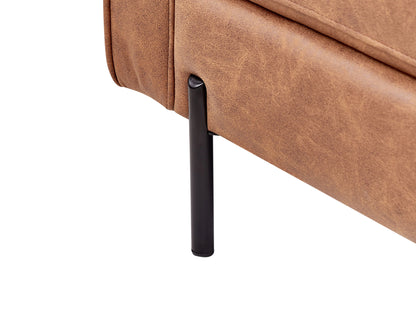  Left-Hand Chaise Lounge REBAIS Faux Leather Golden Brown