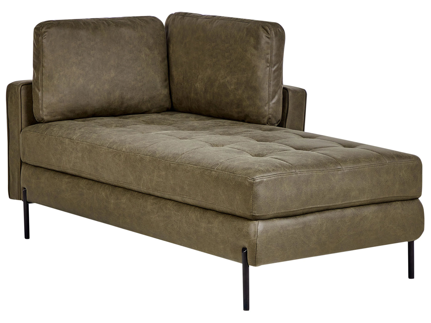  Left-Hand Chaise Lounge REBAIS Faux Leather Green