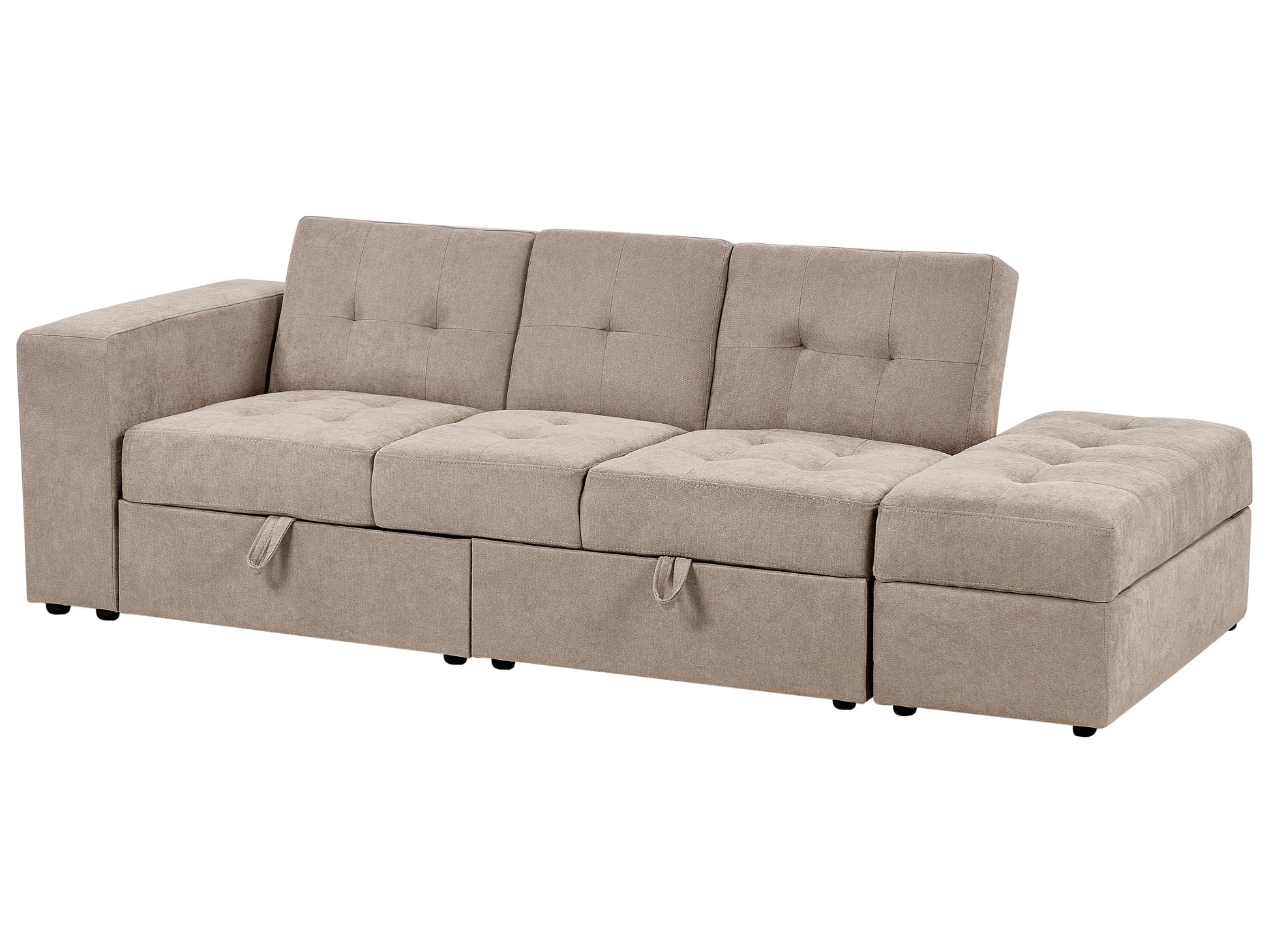  Sofa Bed 3 Seater FALSTER Fabric Light Brown With Storage