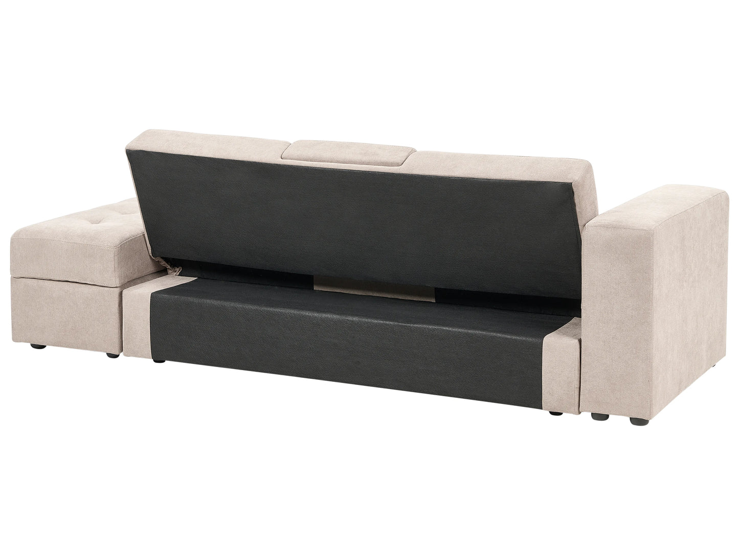  Sofa Bed 3 Seater FALSTER Fabric Light Brown With Storage