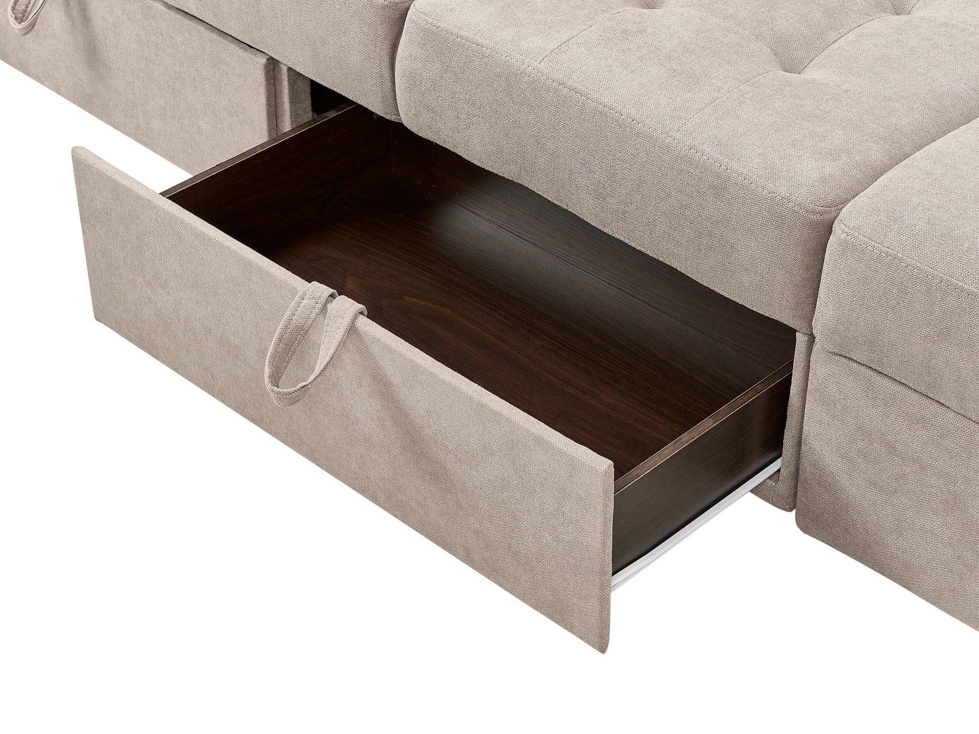  Sofa Bed 3 Seater FALSTER Fabric Light Brown With Storage