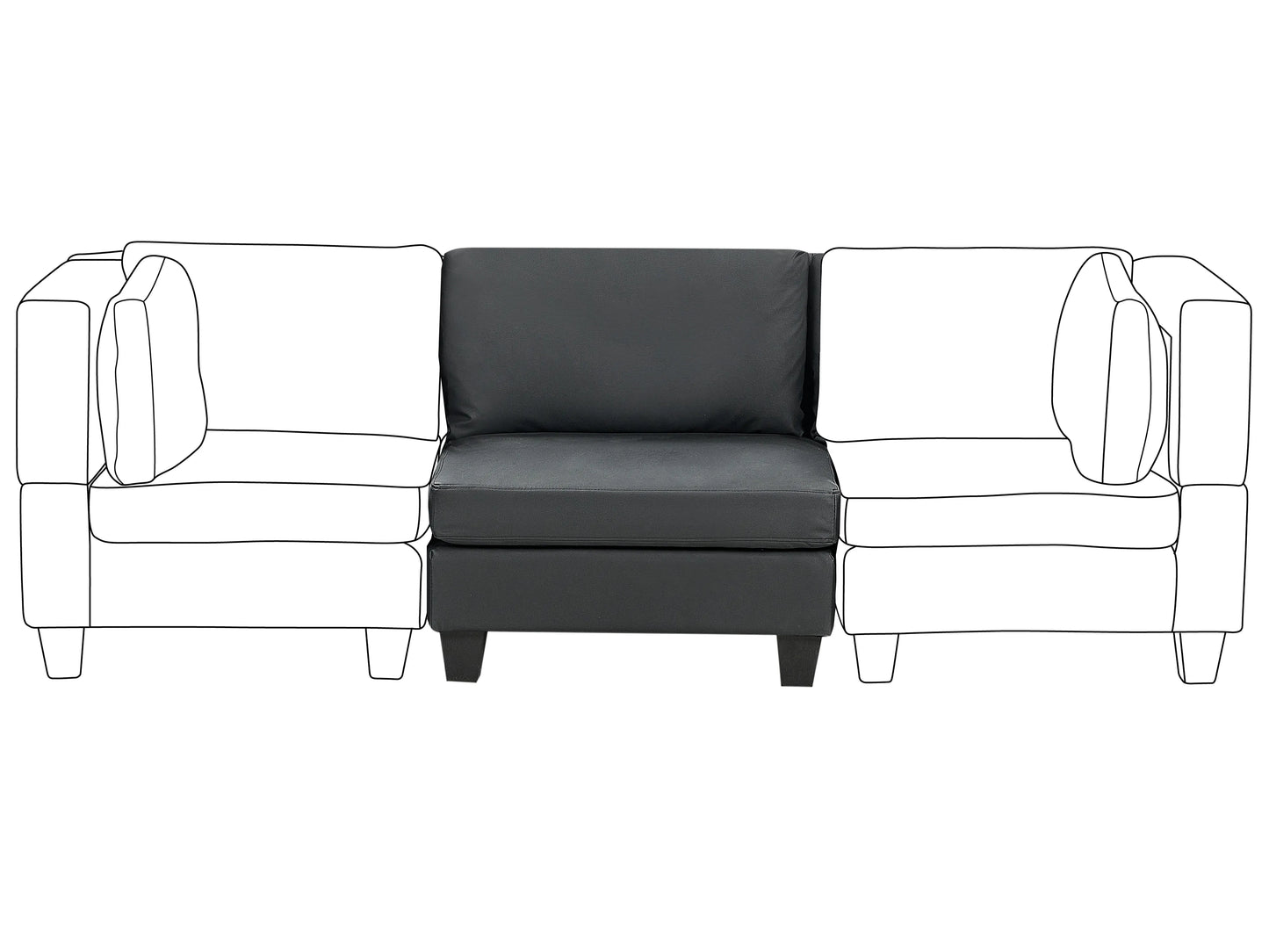  1-Seat Section UNSTAD Faux Leather Black