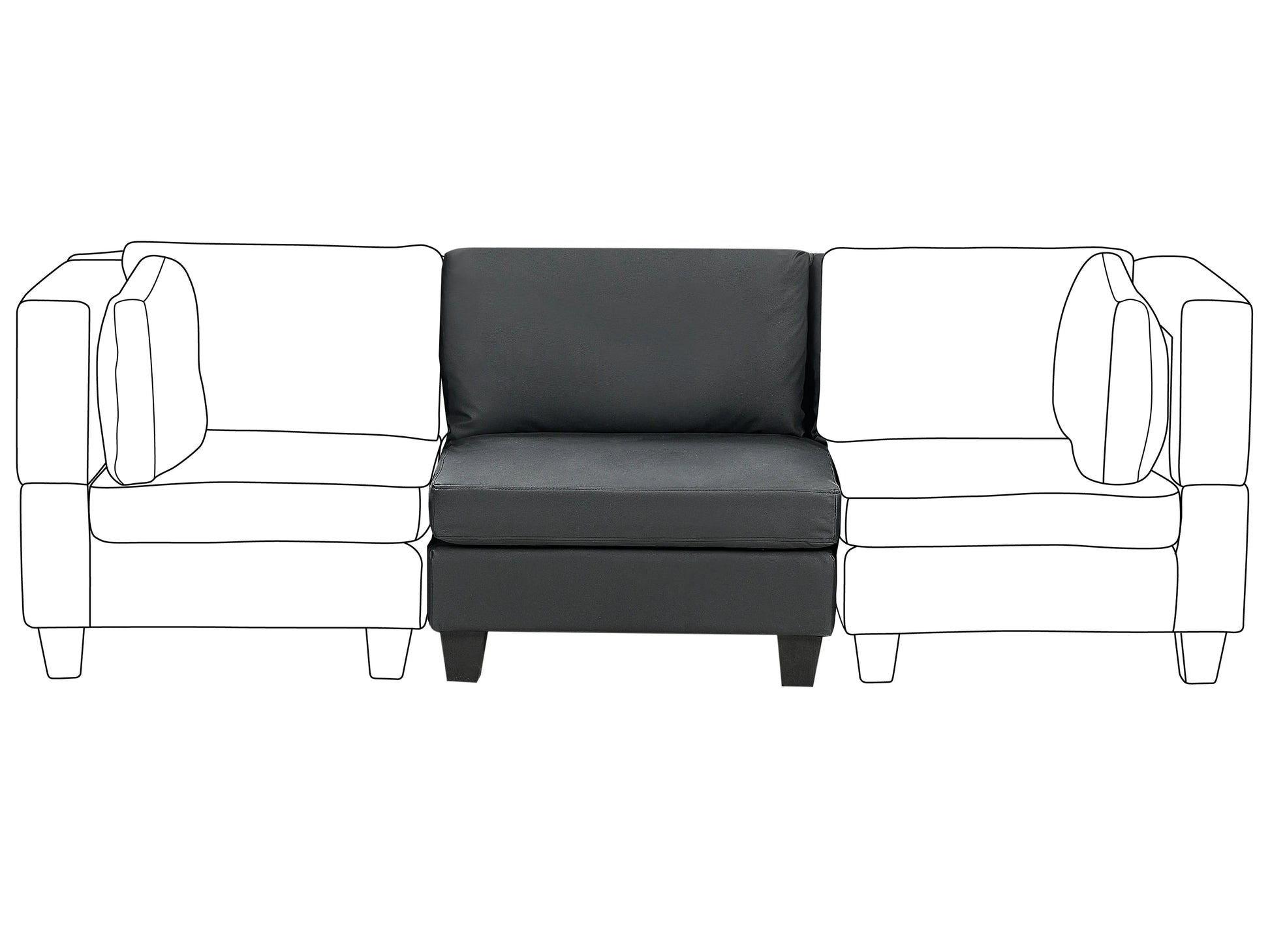  1-Seat Section UNSTAD Faux Leather Black