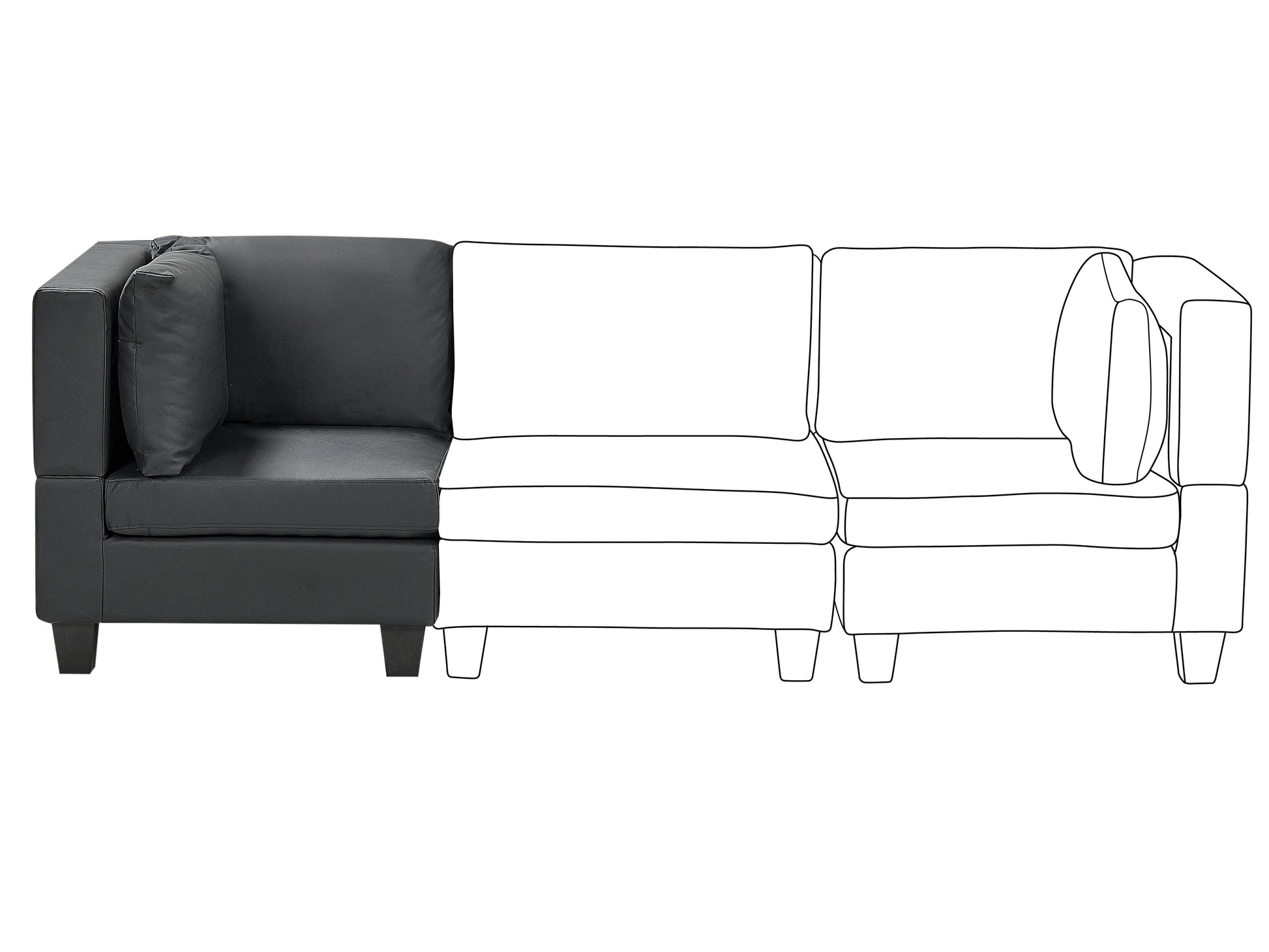  Corner Seat UNSTAD Faux Leather Black