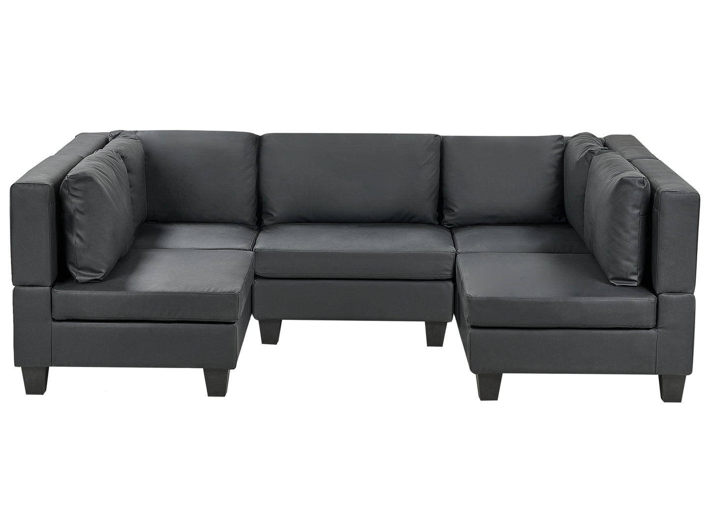  Modular U-Shape Sofa 5 Seater UNSTAD Faux Leather Black