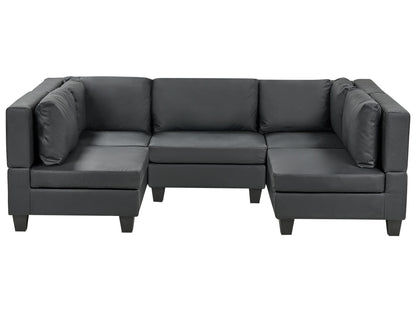  Modular U-Shape Sofa 5 Seater UNSTAD Faux Leather Black